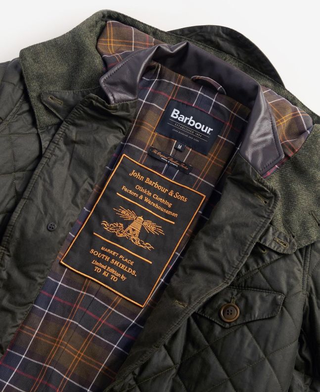 Spezial Madrid Barbour X TO KI TO Driving Quilted Waxed Jacket Archive Olive