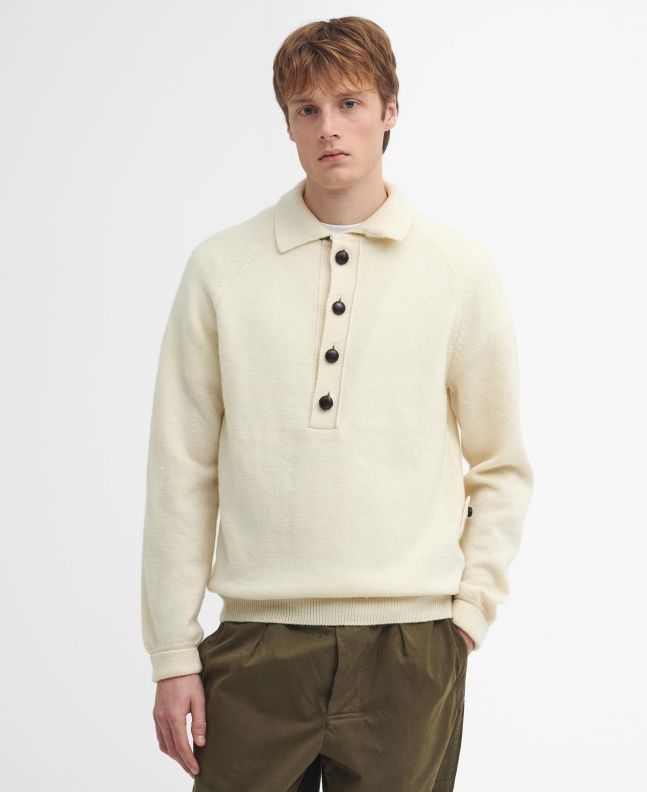 Spezial Madrid Barbour X TO KI TO Midden Collared Jumper Chalk