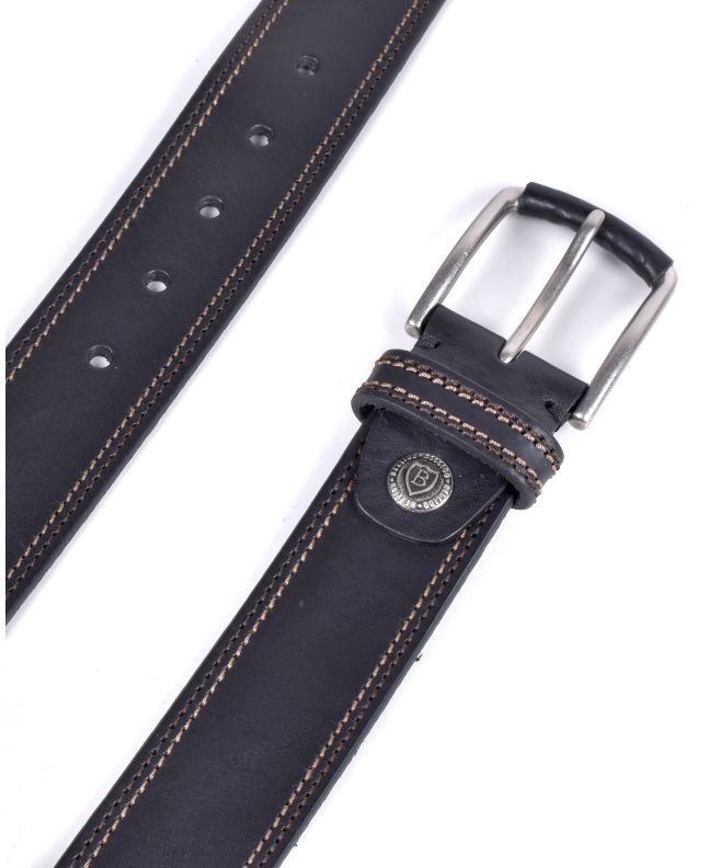 Spezial Madrid Bellido Jeans Double Stitching Leather Belt Black
