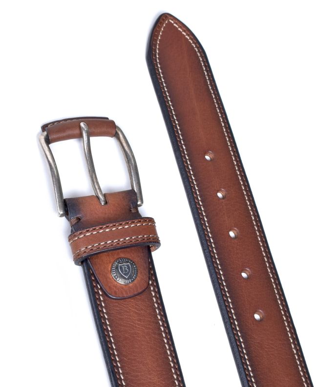 Spezial Madrid Bellido Jeans Double Stitching Leather Belt Brown