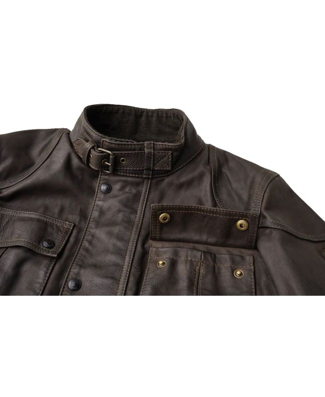Spezial Madrid Belstaff Gangster Leather Jacket Antique Brown
