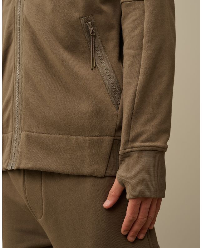 Spezial Madrid C.P. Company Diagonal Raised Fleece Explorer Goggle Hoodie Walnut