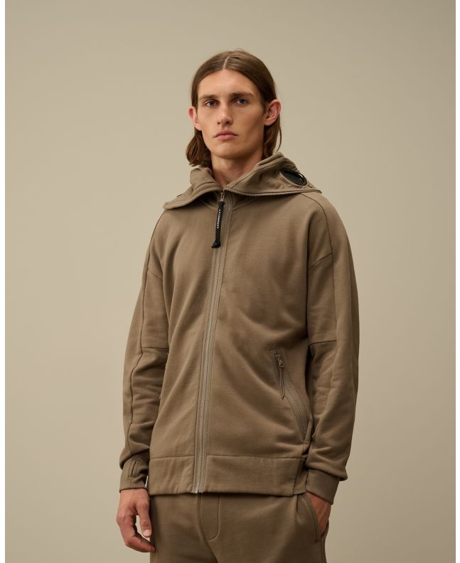 Spezial Madrid C.P. Company Diagonal Raised Fleece Explorer Goggle Hoodie Walnut