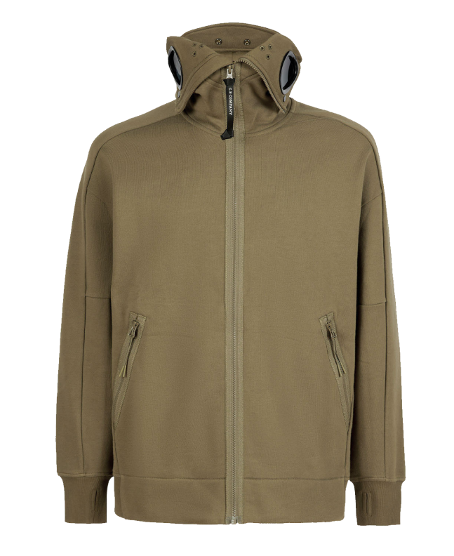spezial madrid C.P. Company Diagonal Raised Fleece Explorer Goggle Hoodie Ivy Green