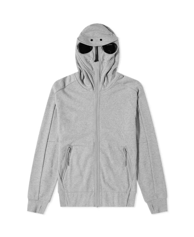spezial madrid C.P. Company Diagonal Raised Fleece Explorer Goggle Hoodie Grey Melange