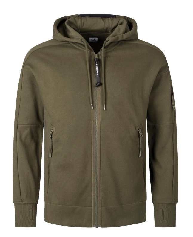 spezial madrid C.P. Company Diagonal Raised Fleece Zipped Hooded Sweatshirt Ivy Green