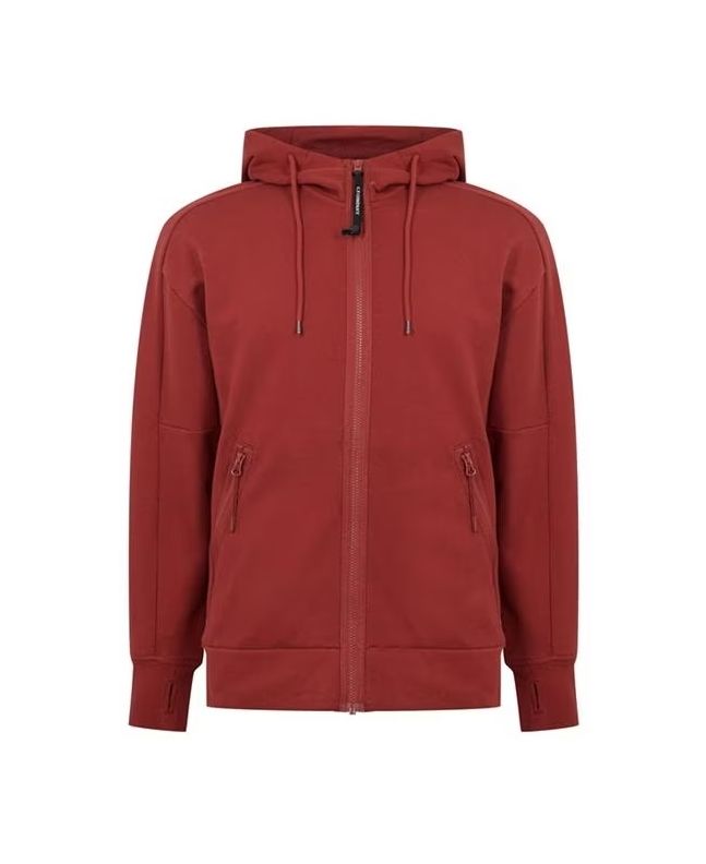spezial madrid C.P. Company Diagonal Raised Fleece Zipped Lens Hoodie Ketchup