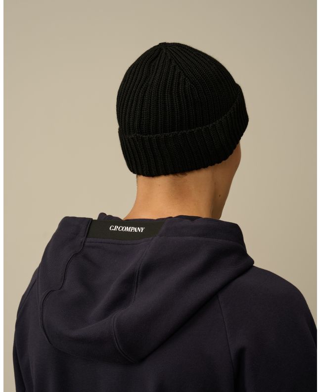 Spezial Madrid C.P. Company Extra Fine Merino Wool Lens Beanie Black