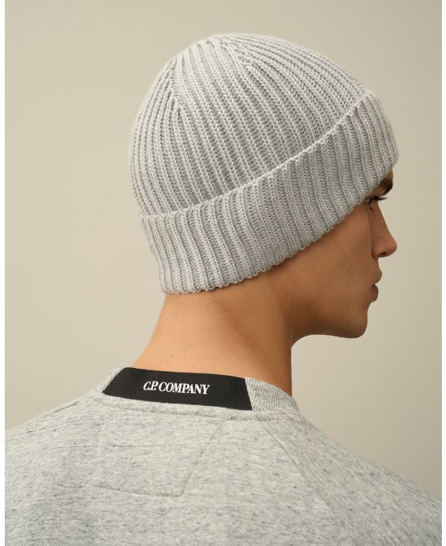 Spezial Madrid C.P. Company Extra Fine Merino Wool Lens Beanie Moon Melange