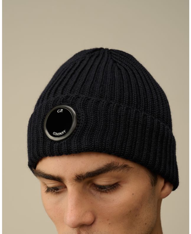 Spezial Madrid C.P. Company Extra Fine Merino Wool Lens Beanie Total Eclipse