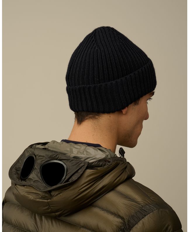 Spezial Madrid C.P. Company Extra Fine Merino Wool Lens Beanie Total Eclipse