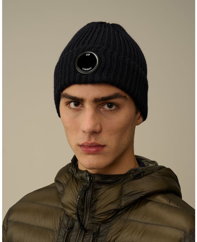 Spezial Madrid C.P. Company Extra Fine Merino Wool Lens Beanie Total Eclipse