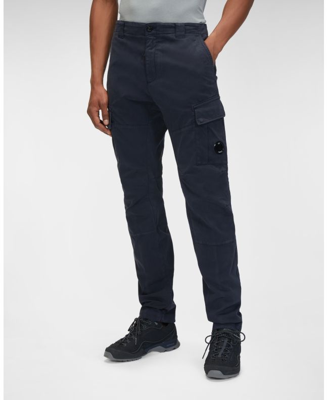 Spezial Madrid C.P. Company Garment Dyed Stretch Sateen Fitted Lens Pocket Cargo Pants Total Eclipse