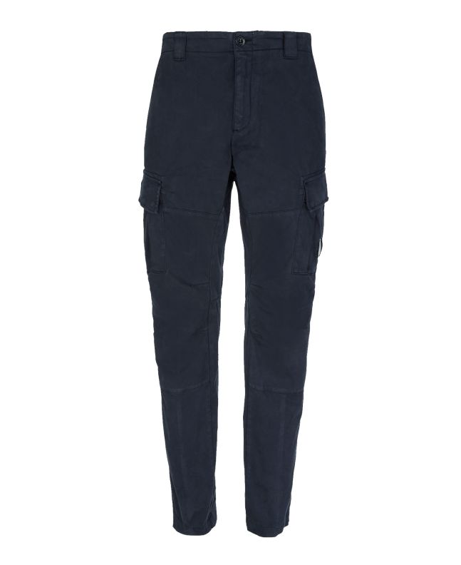 spezial madrid C.P. Company Garment Dyed Stretch Sateen Fitted Lens Pocket Cargo Pants Total Eclipse