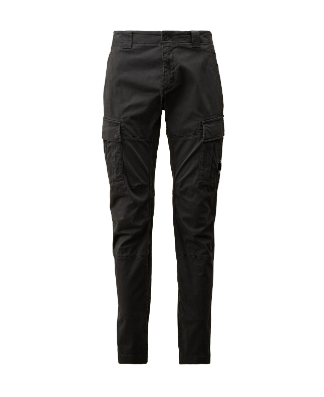 spezial madrid C.P. Company Garment Dyed Stretch Sateen Fitted Lens Pocket Cargo Pants Black Sand