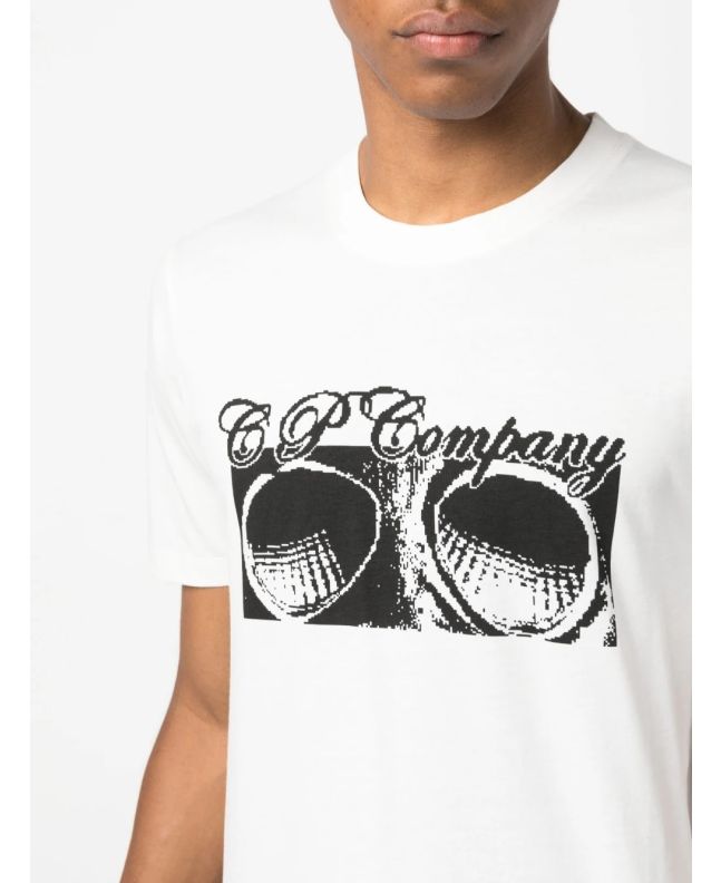 Spezial Madrid C.P. Company Jersey Goggle Print Tee Gauze White