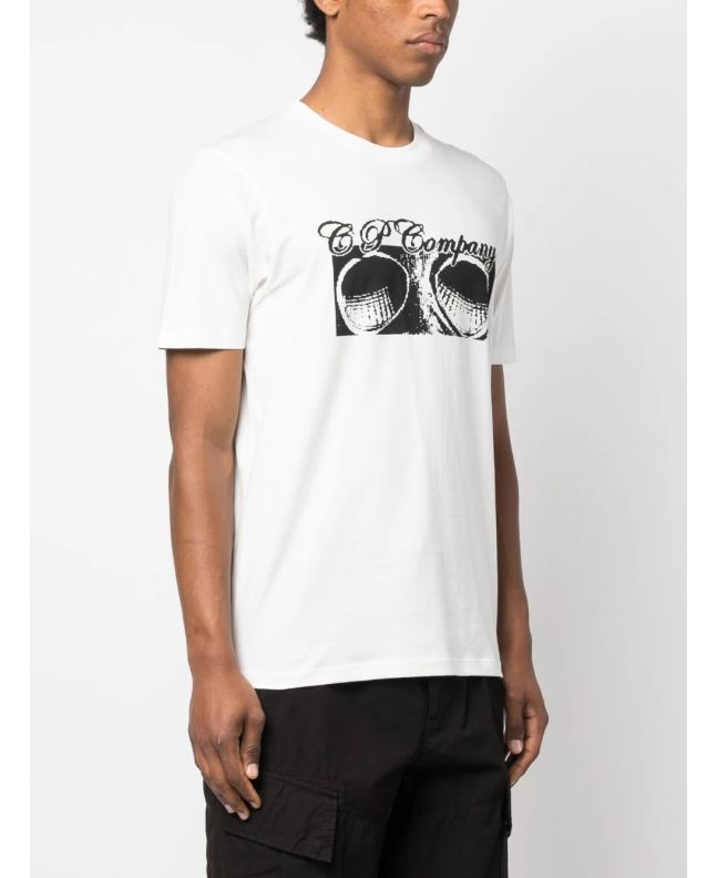 Spezial Madrid C.P. Company Jersey Goggle Print Tee Gauze White