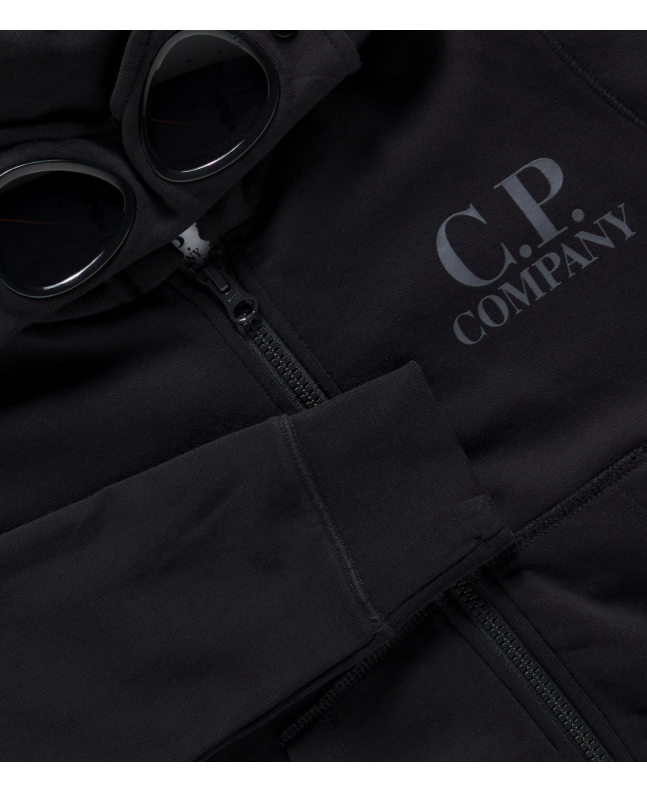 Spezial Madrid C.P. Company Kids Diagonal Fleece Goggle Zipped Hooded Sweatshirt Total Eclipse