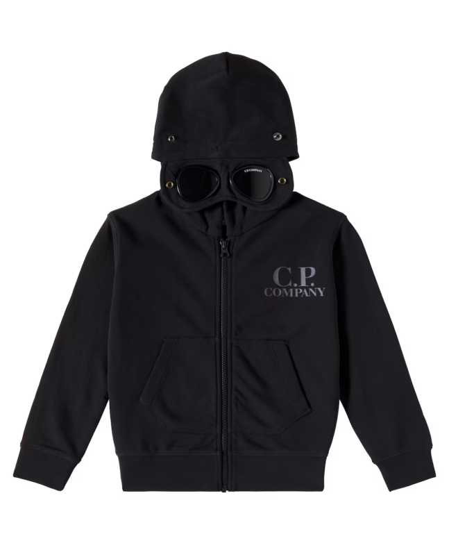 spezial madrid C.P. Company Kids Diagonal Fleece Goggle Zipped Hooded Sweatshirt Total Eclipse