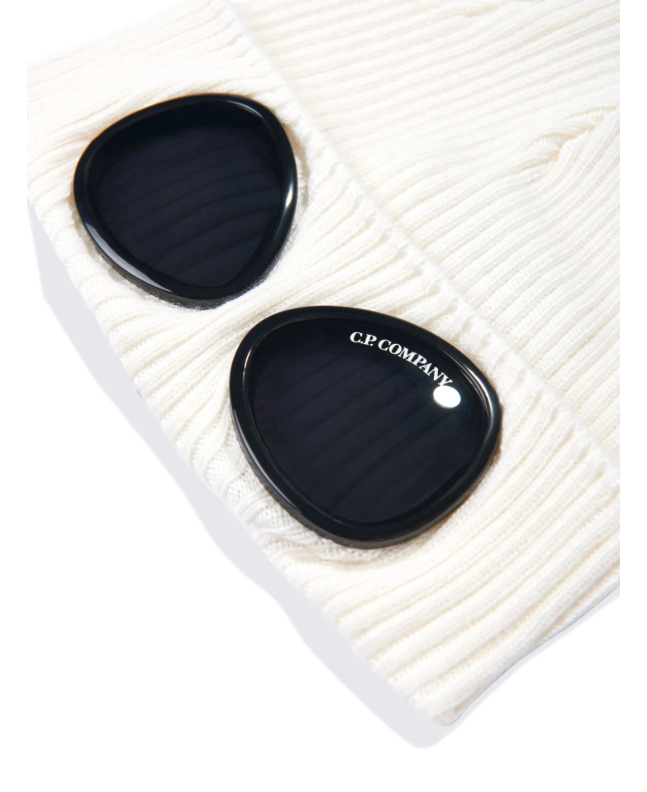 Spezial Madrid C.P. Company Kids Wool Knit Goggle Beanie Gauze White