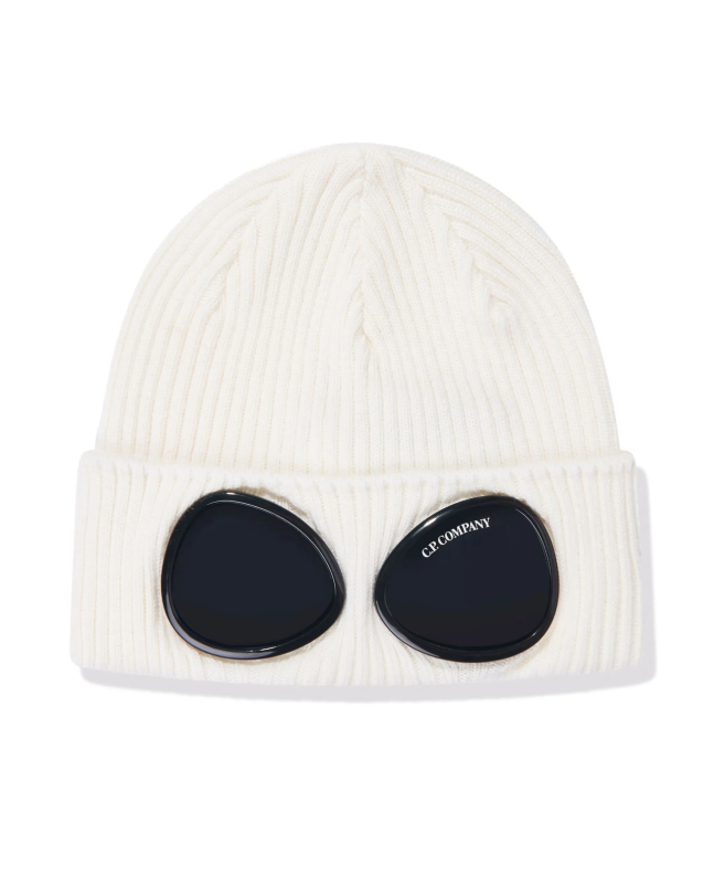 spezial madrid C.P. Company Kids Wool Knit Goggle Beanie Gauze White