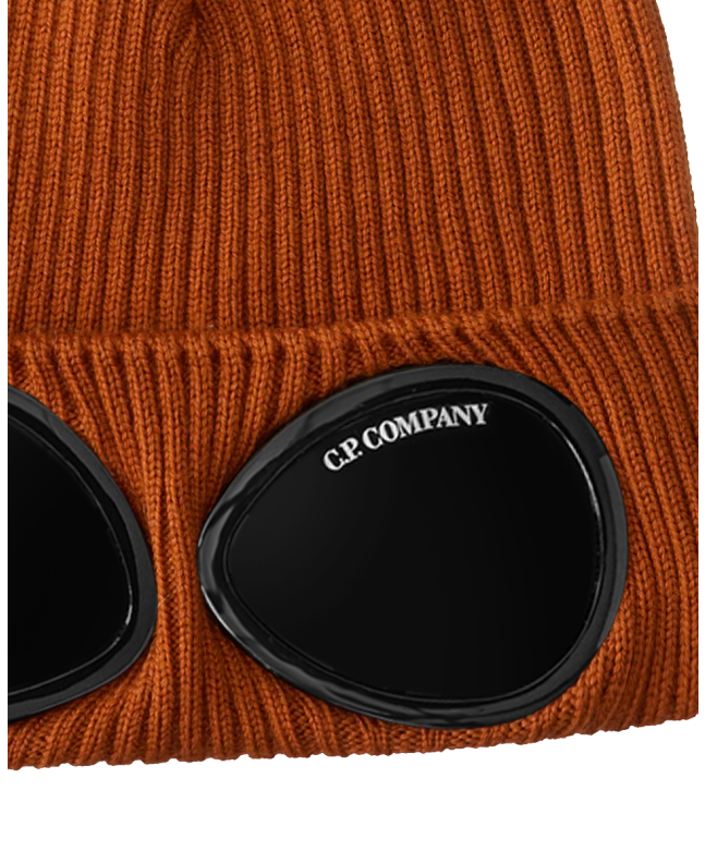 Spezial Madrid C.P. Company Kids Wool Knit Goggle Beanie Orange Rust