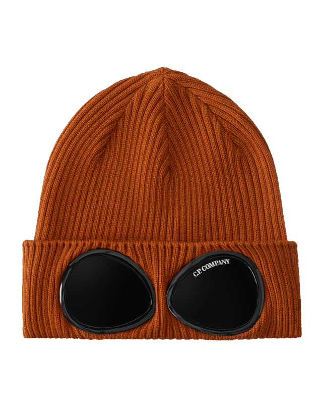 spezial madrid C.P. Company Kids Wool Knit Goggle Beanie Orange Rust