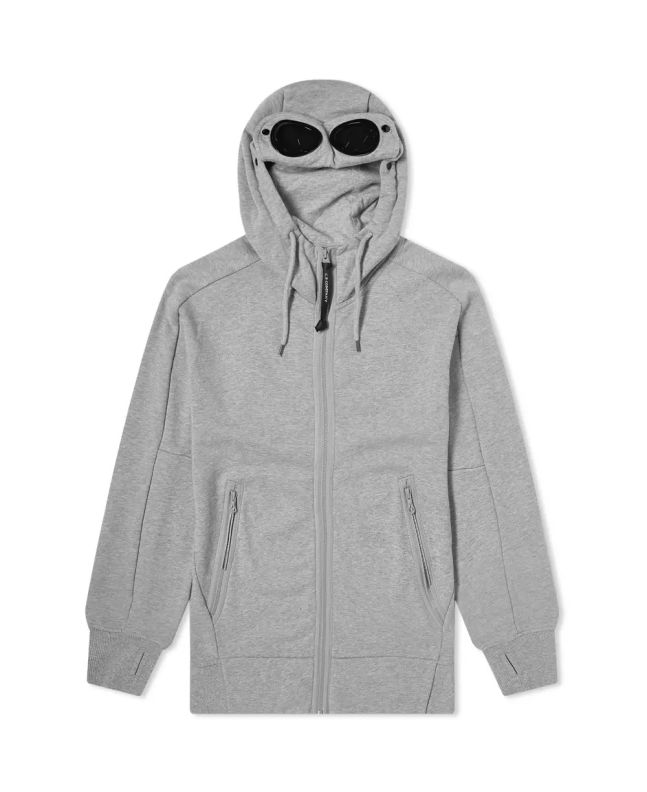 spezial madrid C.P. Company Zip Through Goggle Hoody Grey Melange