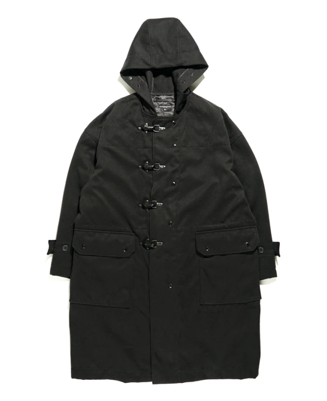 Spezial Madrid Engineered Garments Oversized Fireman Duffle Coat Black Polyester
