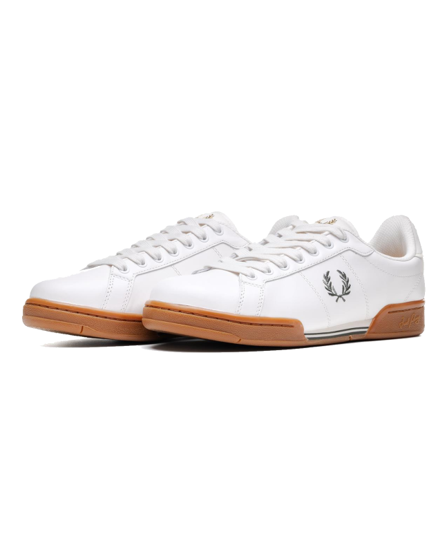spezial madrid Fred Perry Authentic B722 Leather Sneaker Snow White & Field Green