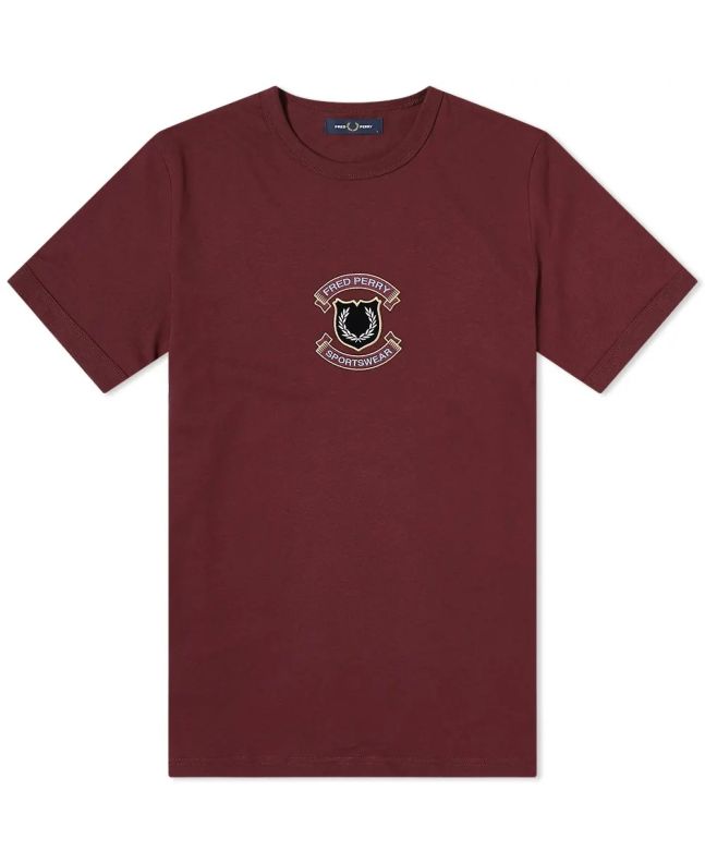 Spezial Madrid Fred Perry Authentic Embroidered Shield Tee Mahogany