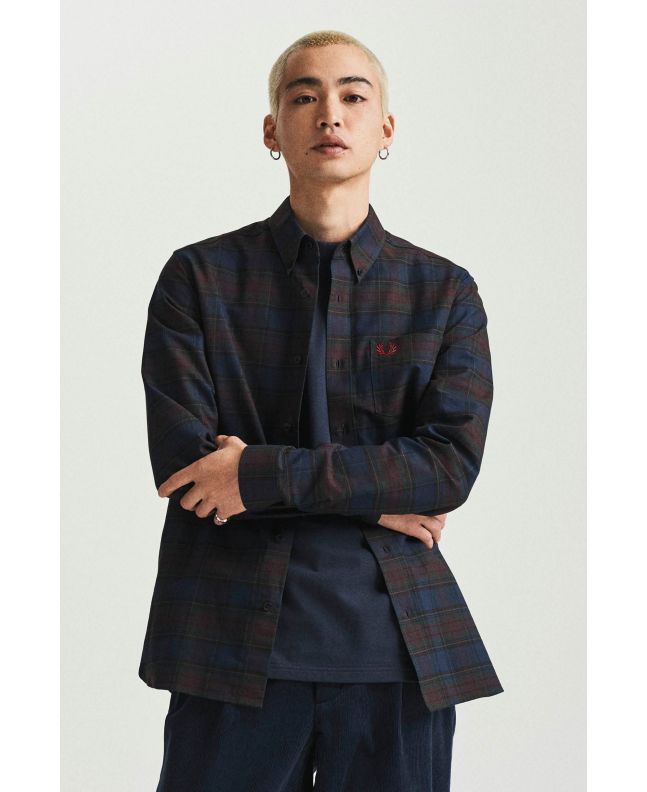 Spezial Madrid Fred Perry Authentic Oxford Tartan Shirt French Navy