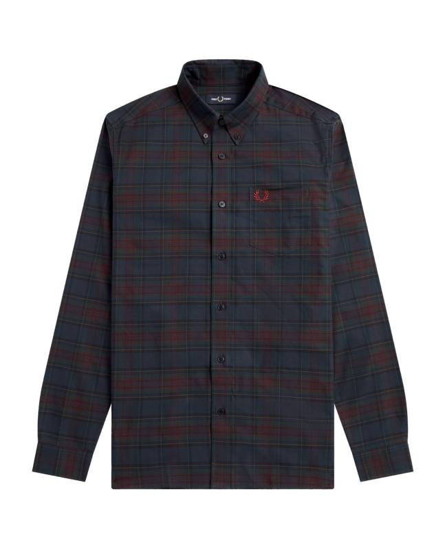 spezial madrid Fred Perry Authentic Oxford Tartan Shirt French Navy