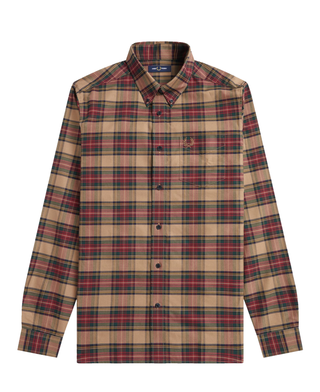 spezial madrid Fred Perry Authentic Oxford Tartan Shirt Shaded Stone