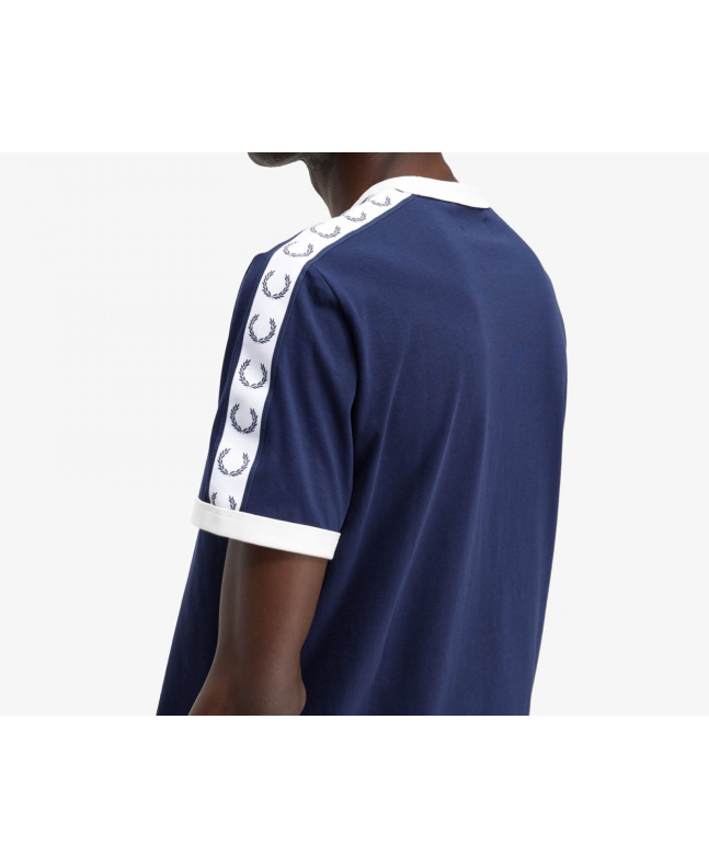Spezial Madrid Fred Perry Authentic Taped Ringer Tee Carbon Blue