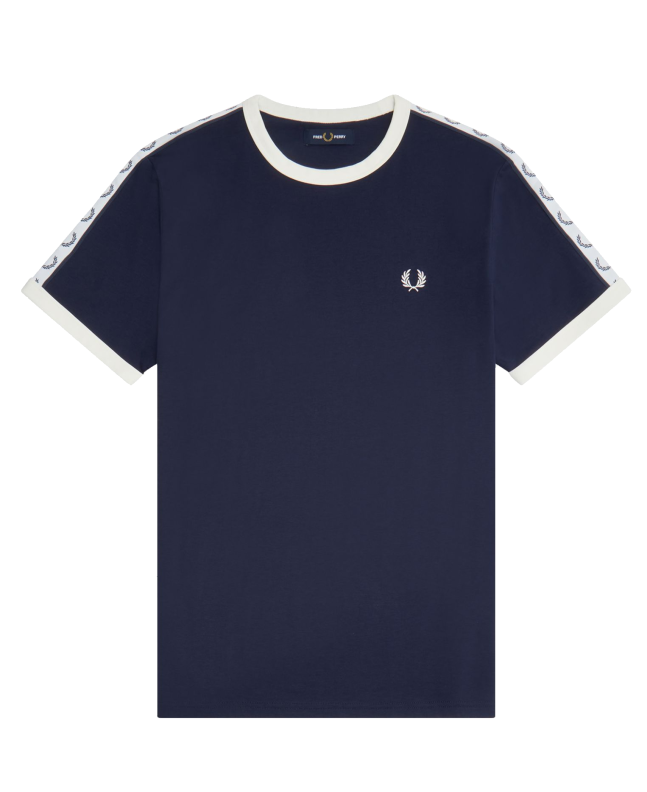 Spezial Madrid Fred Perry Authentic Taped Ringer Tee Carbon Blue