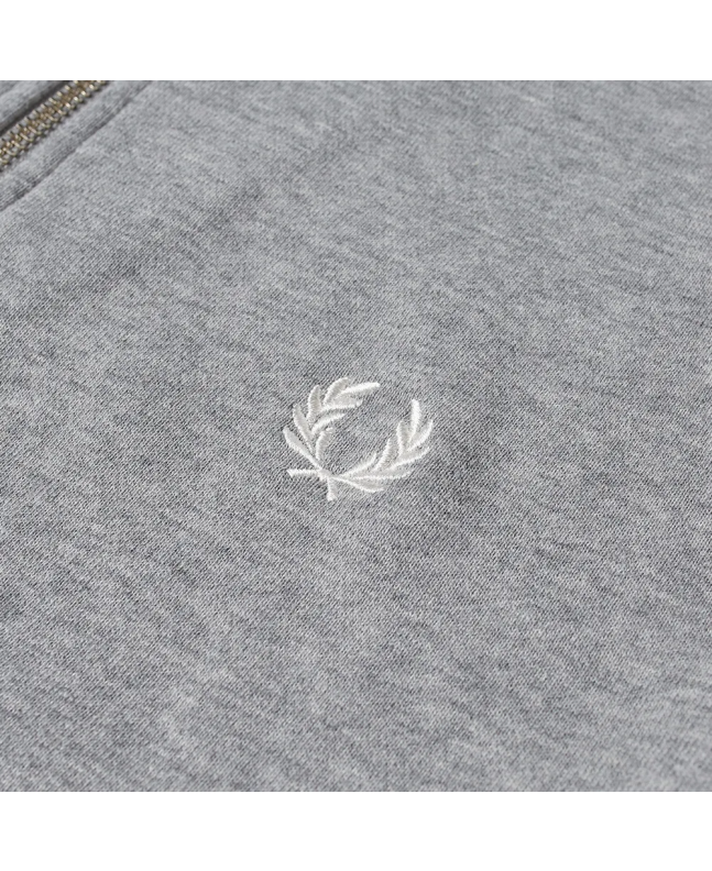 Spezial Madrid Fred Perry Half Zip Crew Sweat SteelMarl & White