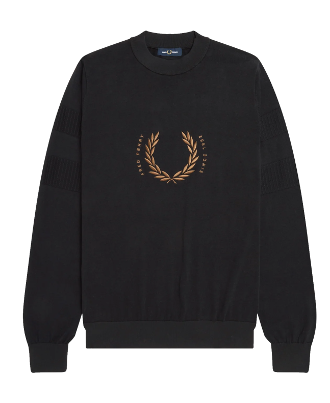 spezial madrid Fred Perry Laurel Circle Branding Crew Knit Black
