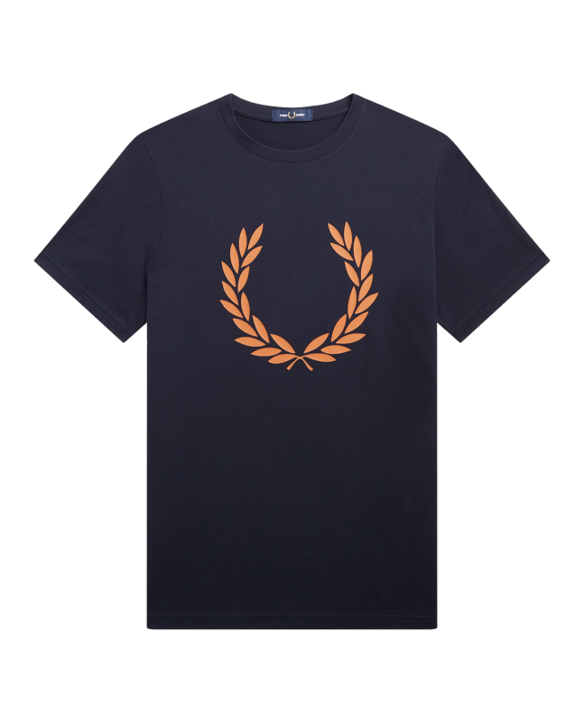 spezial madrid Fred Perry Laurel Wreath Graphic Print Tee Navy