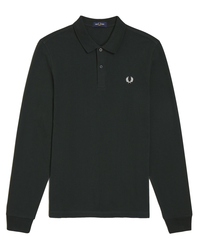 spezial madrid Fred Perry Long Sleeved Twin Tipped Polo Night Green