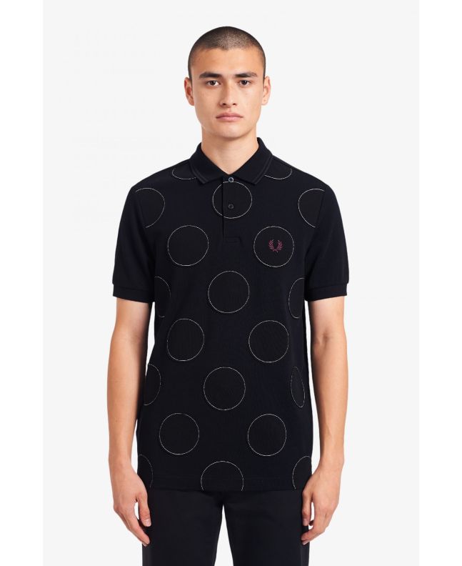 Spezial Madrid Fred Perry Polka Dot Polo Shirt Navy