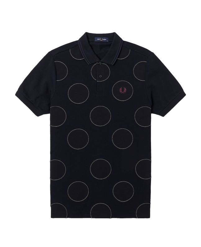 spezial madrid Fred Perry Polka Dot Polo Shirt Navy
