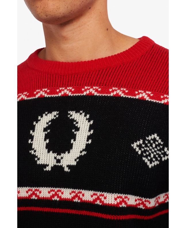 Spezial Madrid Fred Perry Reissues Fair Isle Ski Jumper Black