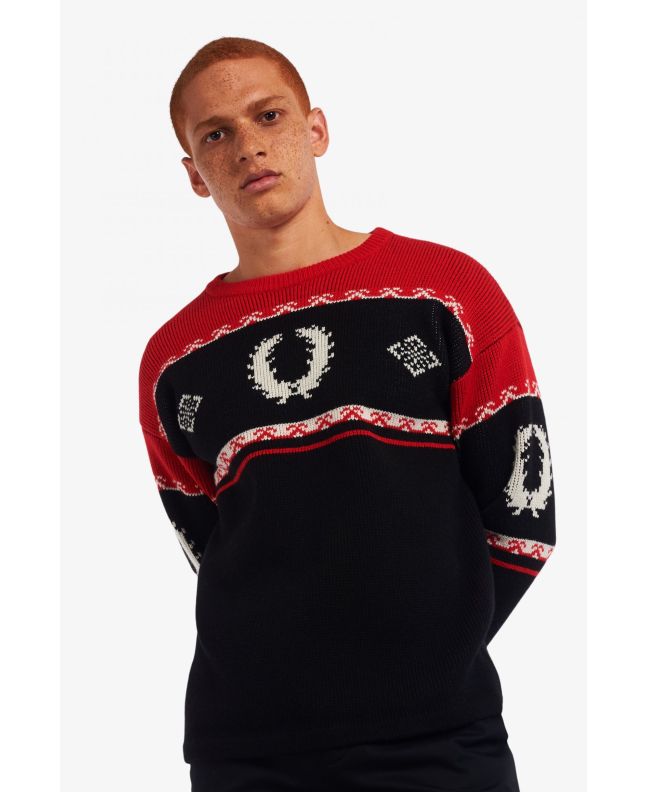 Spezial Madrid Fred Perry Reissues Fair Isle Ski Jumper Black