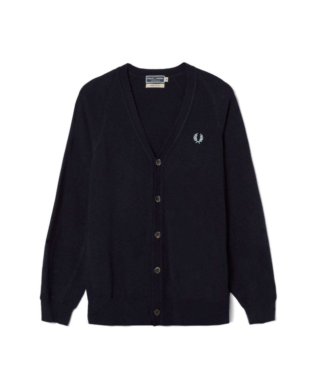 spezial madrid Fred Perry Reissues Lambswool Cardigan Navy Marl