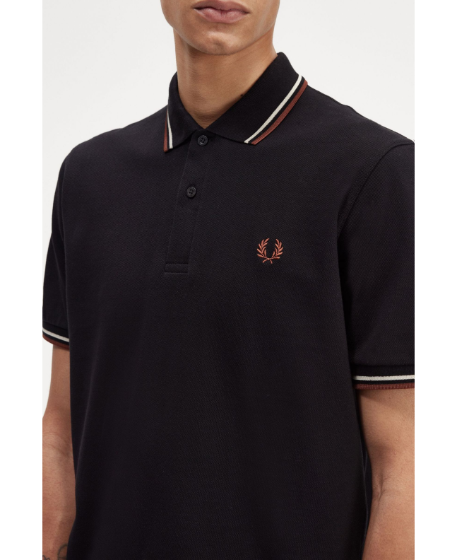 Spezial Madrid Fred Perry Reissues Original Twin Tipped Polo Black Oatmeal & Whisky Brown