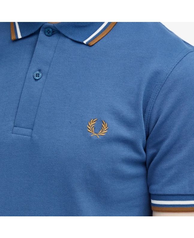 Spezial Madrid Fred Perry Reissues Original Twin Tipped Polo Blue Ecru & Caramel