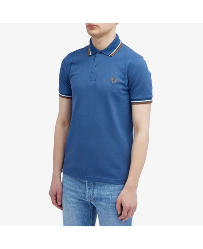 Spezial Madrid Fred Perry Reissues Original Twin Tipped Polo Blue Ecru & Caramel