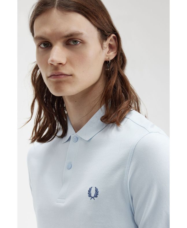 Spezial Madrid Fred Perry Slim Fit Plain Polo Light Ice & Midnight Blue