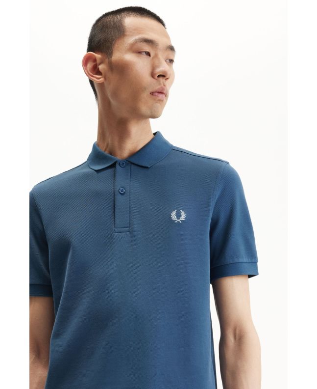 Spezial Madrid Fred Perry Slim Fit Plain Polo Midnight Blue & Light Ice